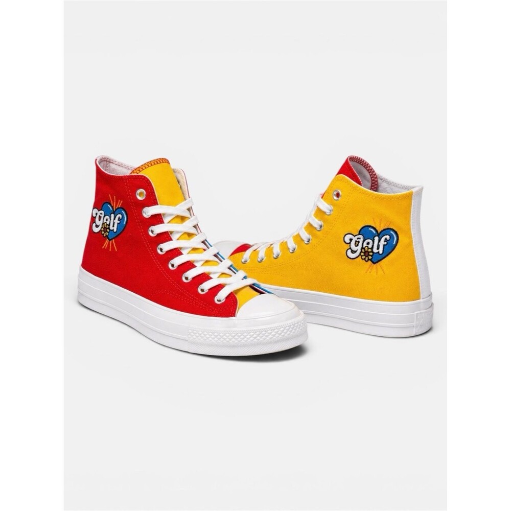 Converse Golf Le Fleur High Top Sneakers Red Yellow Colorblock Men’s 8.5 Floral